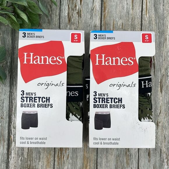 Hanes Originals Boxer Briefs, Moisture-Wicking Stretch Cotton 2, 3-Packs Size S - Picture 1 of 9